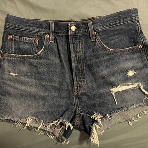 Levi's Blue Jean Shorts Distressed High-Waisted